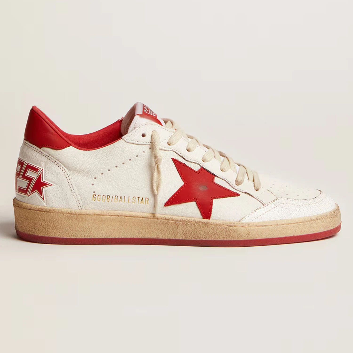 Mens Ball Star in white leather